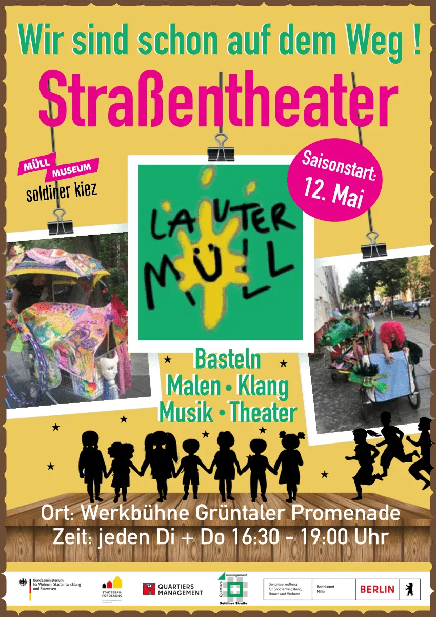 Straßentheater Lauter Müll auf der Grüntaler Promenade